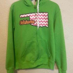 Large American crown green Oklahoma hoodie